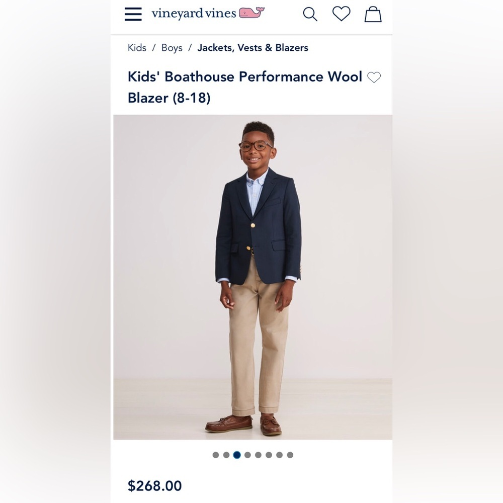 Vineyard Vines Kids' Boathouse Performance Wool Blazer Navy Size 16 EUC